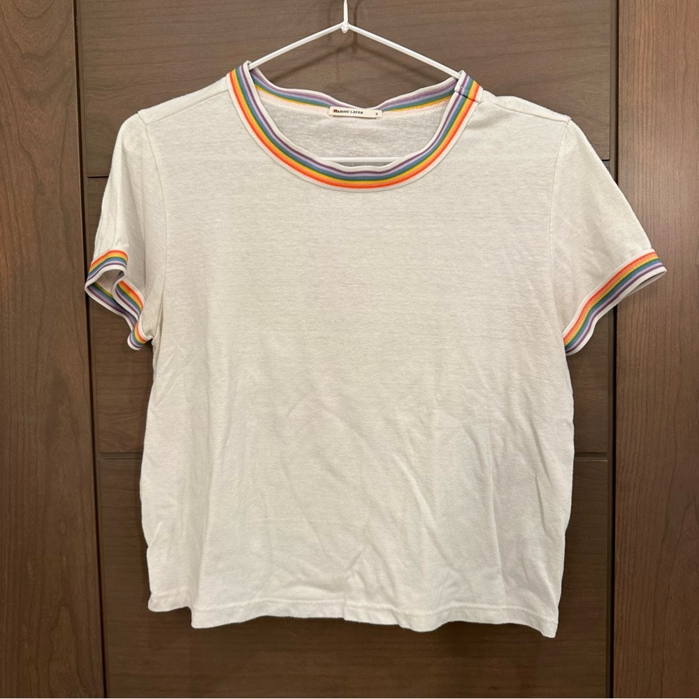 Marine Layer Rainbow Ringer Tee Cream S